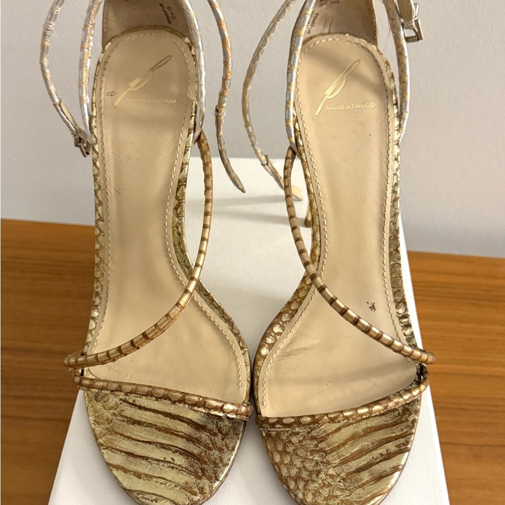 Gold Strappy High Heel Sandals